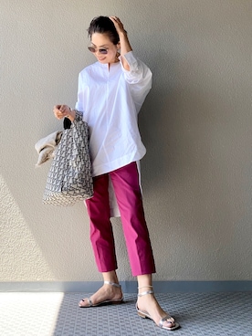 「おちびさん」｜「アイテム（スラックス）」を使った、Yoko  Ishibashiさん（レディース・153cm）の春コーディネート
