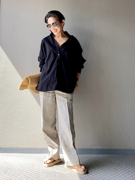 「Deuxieme Classe（ドゥーズィエムクラス）のアイテム（かごバッグ）」を使った、Yoko  Ishibashiさん（レディース・153cm）の春コーディネート