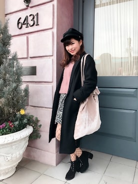 「CECIL McBEE（セシルマクビー）のアイテム（チェスターコート）」を使った、あやちゅんさん（レディース・152cm）の冬コーディネート