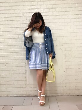 「CECIL McBEE（セシルマクビー）のアイテム（デニムジャケット）」を使った、あやちゅんさん（レディース・152cm）の夏コーディネート