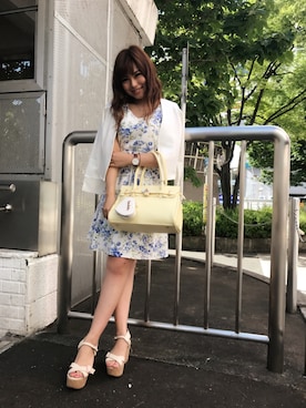 「CECIL McBEE（セシルマクビー）のアイテム（ノーカラージャケット）」を使った、あやちゅんさん（レディース・152cm）の夏コーディネート