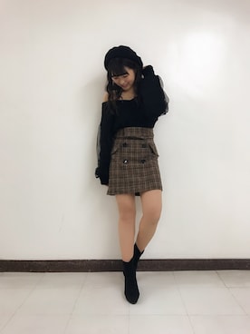 「ハイウエストスカート」｜「アイテム（その他）」を使った、あやちゅんさん（レディース・152cm）の冬コーディネート