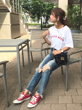 「FREAK'S STORE（フリークスストア）のDaniel Wellington/ダニエルウェリントン Classic Bristol 0511/0611 36mm（アナログ腕時計）」を使った、Rabi*さん（レディース・158cm）の夏コーディネート