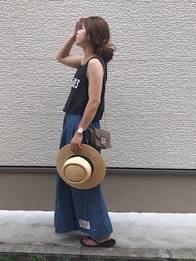 「FREAK'S STORE（フリークスストア）のDaniel Wellington/ダニエルウェリントン Classic Bristol 0511/0611 36mm（アナログ腕時計）」を使った、Rabi*さん（レディース・158cm）の夏コーディネート