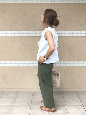 「カーキパンツ」｜Rabi*さん（レディース・158cm）の夏コーディネート