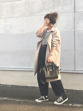 「Daniel Wellington（ダニエルウェリントン）の販売終了クラシックペティット アッシュフィールド32mm（アナログ腕時計）」を使った、Rabi*さん（レディース・158cm）の秋コーディネート