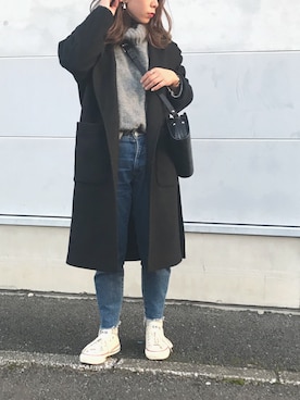 「Daniel Wellington（ダニエルウェリントン）の販売終了クラシックペティット アッシュフィールド32mm（アナログ腕時計）」を使った、Rabi*さん（レディース・158cm）の冬コーディネート