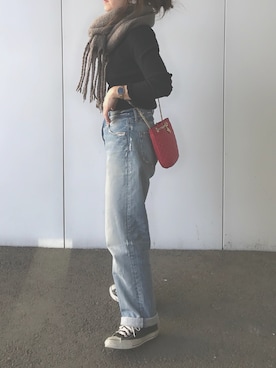 「Daniel Wellington（ダニエルウェリントン）の販売終了クラシックペティット アッシュフィールド32mm（アナログ腕時計）」を使った、Rabi*さん（レディース・158cm）の冬コーディネート