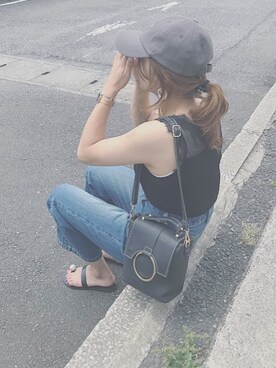 「Daniel Wellington（ダニエルウェリントン）の販売終了クラシックペティット アッシュフィールド32mm（アナログ腕時計）」を使った、Rabi*さん（レディース・158cm）の夏コーディネート