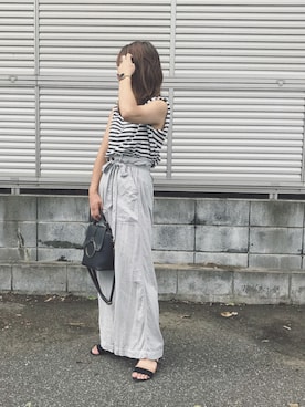 「PLAIN CLOTHING（プレーンクロージング）のアイテム（サンダル）」を使った、Rabi*さん（レディース・158cm）の夏コーディネート