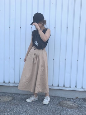 「Daniel Wellington（ダニエルウェリントン）の販売終了クラシックペティット アッシュフィールド32mm（アナログ腕時計）」を使った、Rabi*さん（レディース・158cm）の夏コーディネート