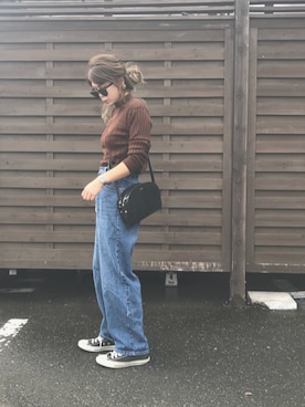 「Daniel Wellington（ダニエルウェリントン）の販売終了クラシックペティット アッシュフィールド32mm（アナログ腕時計）」を使った、Rabi*さん（レディース・158cm）の秋コーディネート