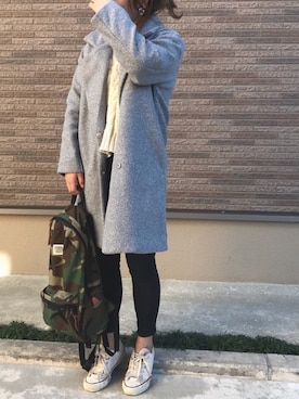 「アイラブCONVERSE」｜「アイテム（チェスターコート）」を使った、Rabi*さん（レディース・158cm）の秋コーディネート