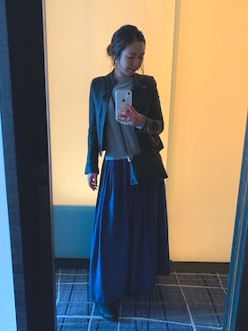「MOUSSY（マウジー）のアイテム（ライダースジャケット）」を使った、aranさん（レディース・158cm）の冬コーディネート