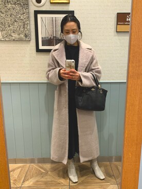 「Ameri（アメリ）のアイテム（ムートンコート）」を使った、aranさん（レディース・158cm）の冬コーディネート