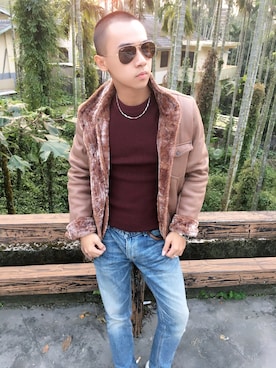 「Gaudi（ガウディ）のアイテム」を使った、卓諭さん（メンズ・164cm）の冬コーディネート