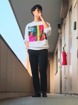 「DRIES VAN NOTEN（ドリスヴァンノッテン）のアイテム（スウェット）」を使った、けろちゃんさん（メンズ・179cm）の夏コーディネート