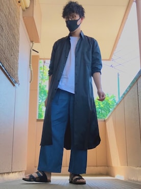 「Ray-Ban（レイバン）のRay-Ban ROUND FLECK メガネフレーム RX2447VF492000（メガネ）」を使った、けろちゃんさん（メンズ・179cm）の春コーディネート