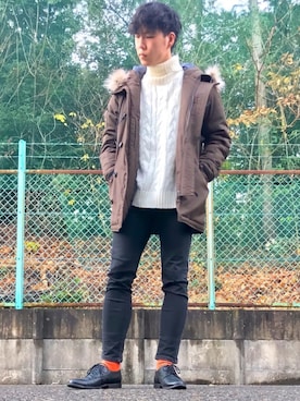 「UNIQLO（ユニクロ）の50色ソックス（消臭機能付き）（ソックス/靴下）」を使った、けろちゃんさん（メンズ・179cm）の冬コーディネート