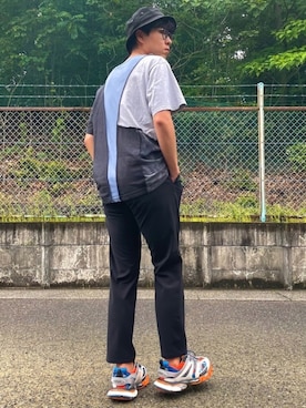 「Ray-Ban（レイバン）のRay-Ban ROUND FLECK メガネフレーム RX2447VF492000（メガネ）」を使った、けろちゃんさん（メンズ・179cm）の春コーディネート