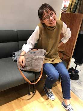 「SEVENDAYS=SUNDAY（セブンデイズサンデイ）のアイテム（ベスト）」を使った、あちゃみんさん（レディース・159cm）の秋コーディネート
