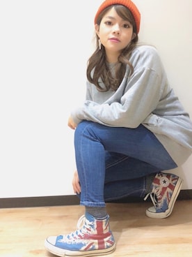 「アイラブCONVERSE」｜mariaさん（レディース・164cm）の冬コーディネート