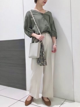 「LOWRYS FARM（ローリーズファーム）のメッシュフラットシューズ　864880（パンプス）」を使った、り ささん（レディース・161cm）の夏コーディネート