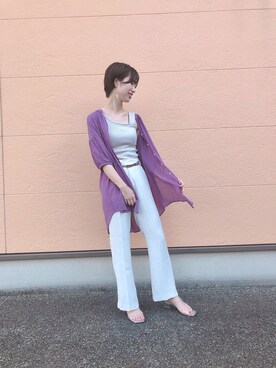 「LOWRYS FARM（ローリーズファーム）のセンタープレスカラーフレアパンツ　870189（その他パンツ）」を使った、り ささん（レディース・161cm）の秋コーディネート