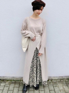 「秋のマイ旬スタイル」｜「アイテム（ハンチング/ベレー帽）」を使った、り ささん（レディース・161cm）の秋コーディネート