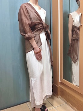 「シャツアレンジ」｜「アイテム（アクセサリー）」を使った、り ささん（レディース・161cm）の秋コーディネート
