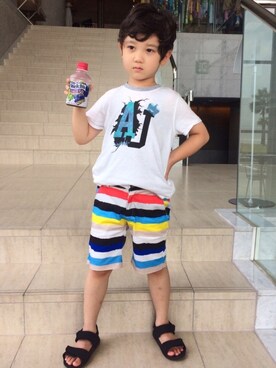 「MSGM（エムエスジーエム）のアイテム（パンツ）」を使った、Mさん（キッズ・110cm）の夏コーディネート