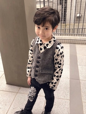 「BLOC（ブロック）のアイテム（パンツ）」を使った、Mさん（キッズ・110cm）の冬コーディネート