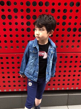 「子供服」｜「アイテム（デニムジャケット）」を使った、Mさん（キッズ・110cm）の春コーディネート