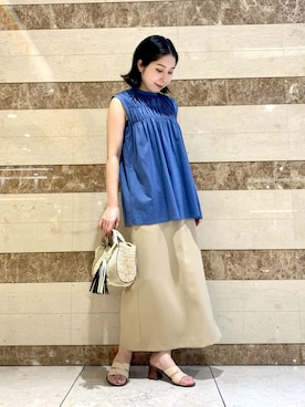 「カコバッグ」｜「アイテム（スカート）」を使った、HARADAさん（レディース・153cm）の春コーディネート