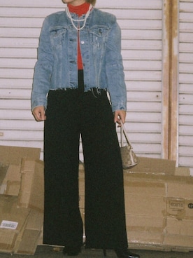 「Levi's（リーバイス）のアイテム（ノーカラージャケット）」を使った、soraさん（レディース・151cm）の秋コーディネート
