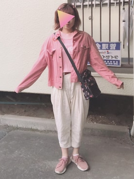 「KIKIのアイテム」を使った、acoさん（レディース・160cm）の春コーディネート