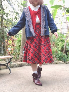 「PINK HOUSE（ピンクハウス）のアイテム（ブルゾン、その他）」を使った、acoさん（レディース・160cm）の春コーディネート