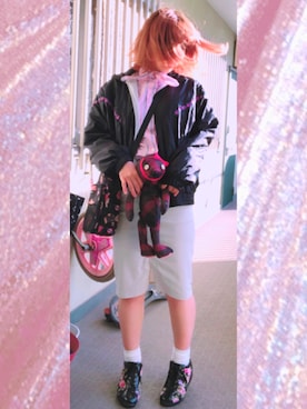 「CODONA DE MODAのアイテム（シャツ/ブラウス、ピンク系）」を使った、acoさん（レディース・160cm）の春コーディネート