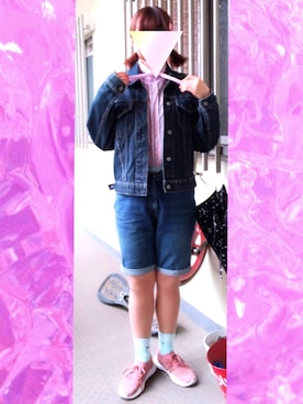 「UNIQLO（ユニクロ）のアイテム（デニムジャケット、ブルー系）」を使った、acoさん（レディース・160cm）の春コーディネート