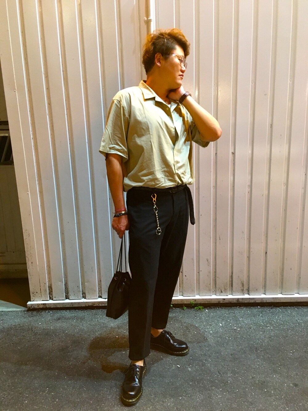 「UNIQLOのアイテム（スラックス、ブラック系）」を使った、ダンボー@さん（メンズ・183cm）の夏コーディネートの1枚目の写真