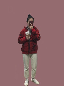 「Levi's（リーバイス）のアイテム（スタジャン）」を使った、neutral-Tさん（レディース・165cm）の冬コーディネート