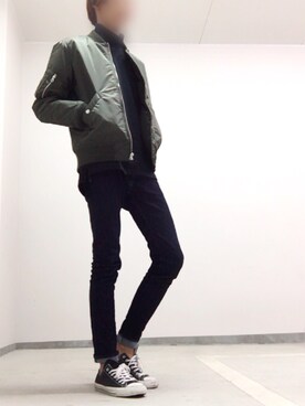 「Right-on（ライトオン）のアイテム（MA-1）」を使った、tsubasaさん（メンズ・177cm）の秋コーディネート