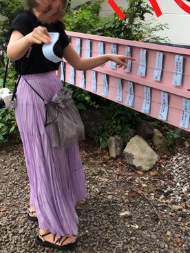 「パープル×黒」｜「アイテム（ハンドバッグ）」を使った、kana☺︎さん（レディース・160cm）の秋コーディネート