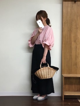 「しまむら（シマムラ）のアイテム（かごバッグ）」を使った、はまさんさん（レディース・160cm）の秋コーディネート