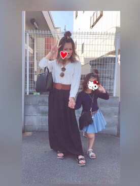 「娘」｜「アイテム（スカート）」を使った、ちび🙈mama💜💛さん（キッズ・110cm）の春コーディネート