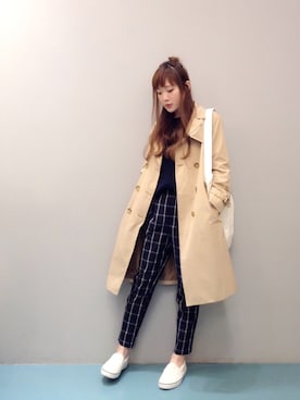 「ウィンドウペン」｜「アイテム（ジャケット/アウター）」を使った、ya:maさん（レディース・160cm）の春コーディネート