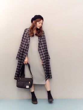 「ワッフル」｜「アイテム（チェスターコート）」を使った、ya:maさん（レディース・160cm）の秋コーディネート