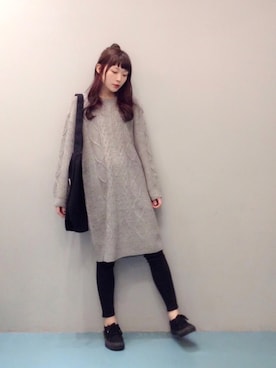 ケーブルニットワンピースを使ったレディース人気ファッションコーディネート Wear