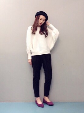 「ドルマン」｜「アイテム（ハンチング/ベレー帽）」を使った、ya:maさん（レディース・160cm）の秋コーディネート