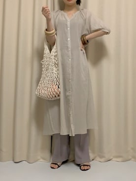 「LOWRYS FARM（ローリーズファーム）のウッドバングル　880326（バングル/リストバンド）」を使った、づくしさん（レディース・164cm）の夏コーディネート